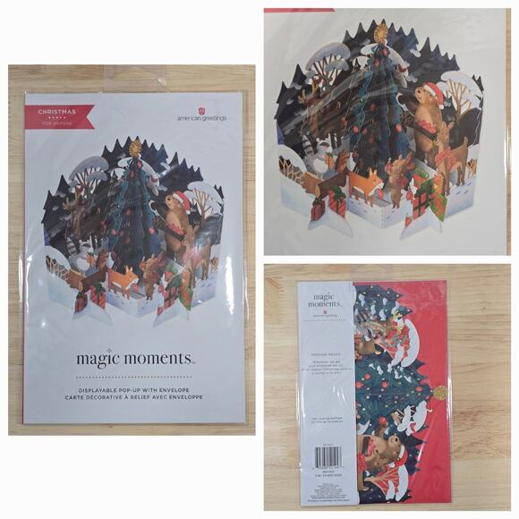 american greetings Magic Moments Woodland Animals Display Pop-Up Christmas Card - Picture 1 of 4